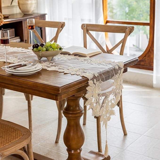Embroidered Lace Table Runner - Image 4
