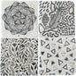 Black and White Modern Coaster Set of 4, Absorbent Square Coasters by Sunrush
