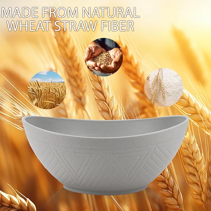 Wheat Straw Bowls Set, Unbreakable Large Salad Bowls Set of 2, Microwave and - Image 5