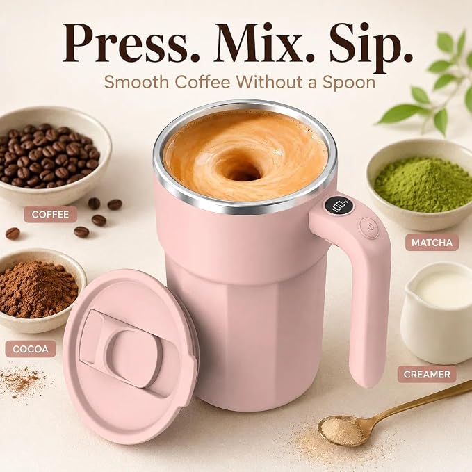 Self Stirring Coffee Mug, 12oz Rechargeable Magnetic Mixing Cup - Image 2
