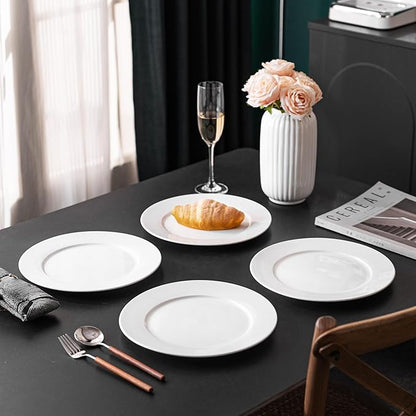 White Ceramic Dinner Plates Set of 4, 12 Inch Large Porcelain Dinner Plates for Salad, Pasta, and Steak – Microwave and Dishwasher Safe Dinnerware