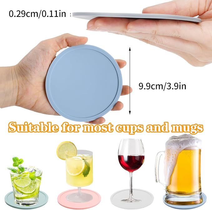 4pcs Silicone Coaster, Round Silicone Coasters - Image 2