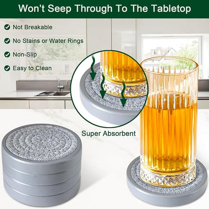 Wood Coasters for Drinks, Eykao Absorbent Coaster Sets of 5, Woven Drink - Image 2