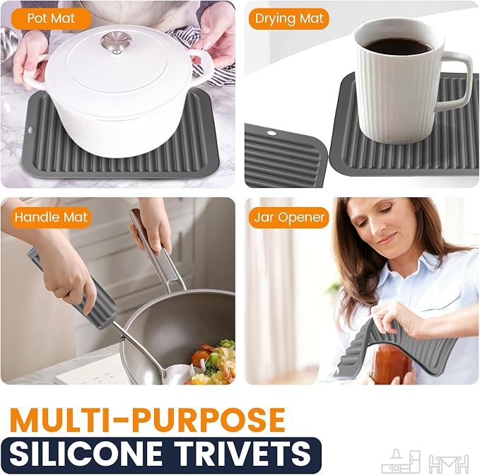 Silicone Trivet Mats 2 Heat Resistant Pot Holders Multipurpose Non-Slip Hot Pads - Image 3