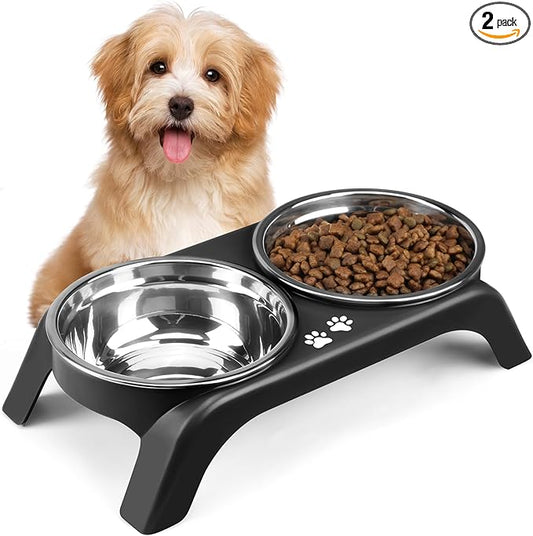 Elevated Dog Bowls for Small Dogs, 3” High Raised Dog Bowl Stand by COMESOON