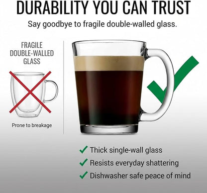 Godinger Coffee Mugs, Italian Made Glass Coffee Mug, Hot Beverage Tea Cups - Image 6