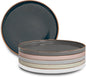 MORA Ceramic Flat Dinner Plates Set of 6, 10.5 in High Edge Dish Set - Microwave, Oven, and Dishwasher Safe, Scratch Resistant, Modern Dinnerware- Kitchen Porcelain Serving Dishes - Assorted Neutrals