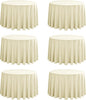 6-Pack Round 108-inch Beige Table Cloths, Solid Stain and Wrinkle Resistant Circular Tablecloth, Premium Plain Weave Polyester Fabric Table Linen Covers for Hotel, Banquet