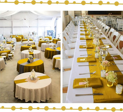 20-Pack Gold 12 x 108 inches Long Premium Satin Table Runner | Wedding - Image 6