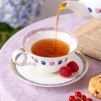 KAMMAK Tea Cups Set of 2, Ceramic Floral Pattern Demitasse Cup | Porcelain - Image 5