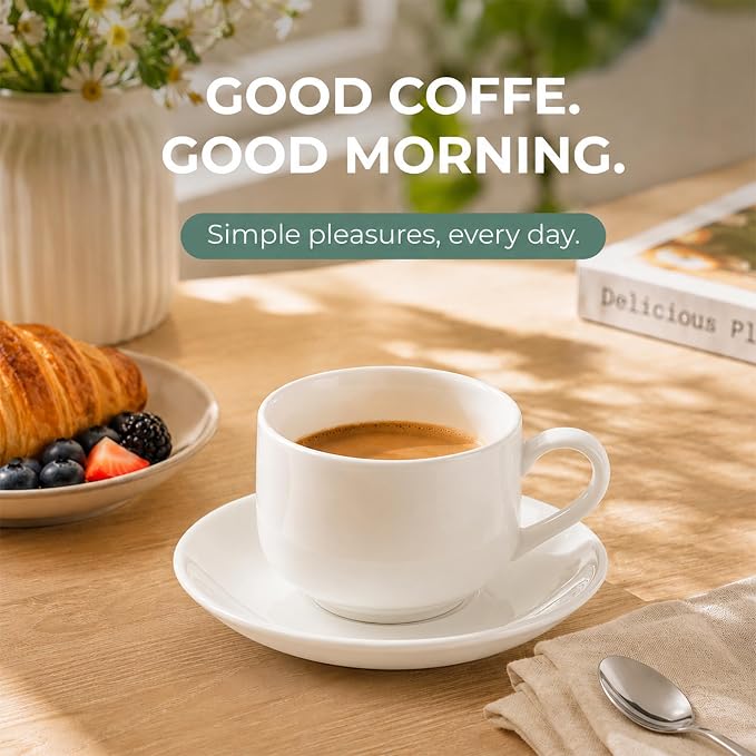 3 Ounce Espresso Cups Set of 4, Includes Display Stand, Coffee Cups Saucers - Image 7