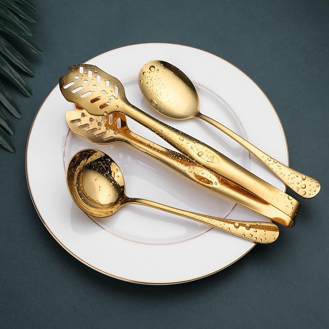 Gold Serving Utensils, OGORI 10-Piece Polished Stainless Steel Gold Serving - Image 6
