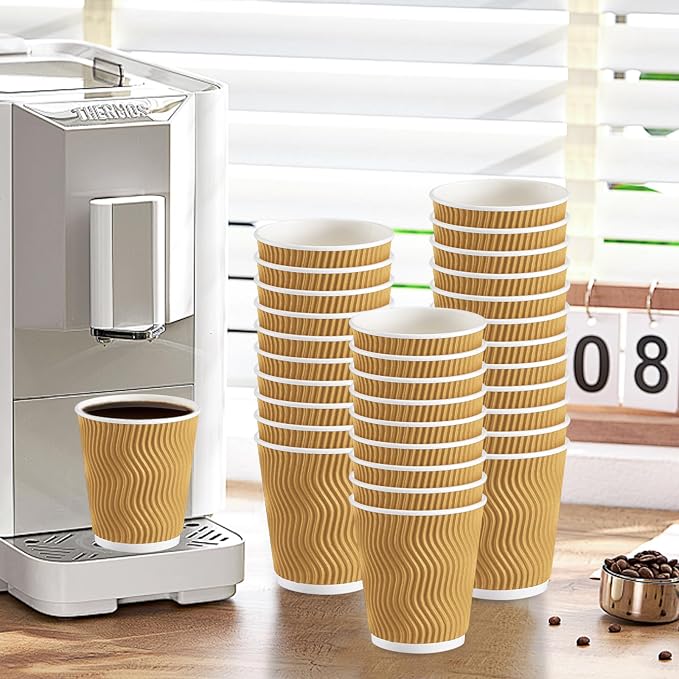 Lamosi 100 Pack Coffee Cups 8 oz, Disposable Paper Coffee Cups No Lids | - Image 6