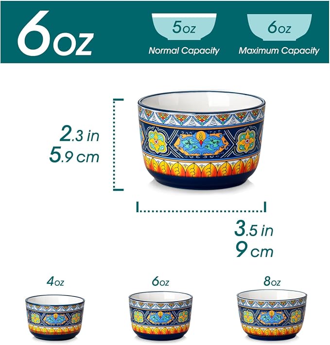 vancasso Ramekins 6 oz Oven Safe, Bohemian Style Creme Brulee Ramekin Set of 6 - Image 3