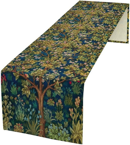 William Morris Floral Table Runner Vintage Flowers Table Runner by SXXLDNG