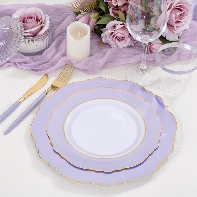 60pcs Purple Plates Disposable - Image 2