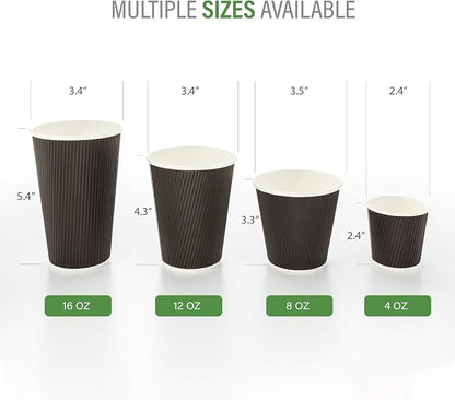 Restaurantware 8 Ounce Double Wall Disposable Coffee Cups, 500 Insulated Black - Image 3