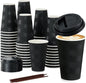16 oz Coffee Cups with Lids, 50 Pack Black Insulated To Go Disposable Coffee by Unknown