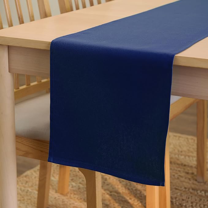 Encasa XO Table Runner, Cotton Canvas Dining Runner 13"x104" | Scotch Blue by EncasaXO