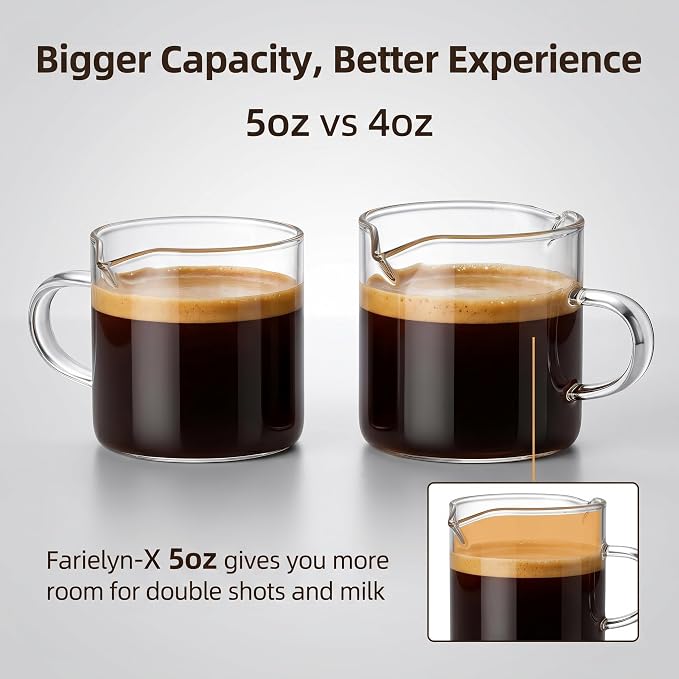 Farielyn-X® 5 OZ Espresso Cups Set of 2, Double Spouts Cups, Shot Glasses - Image 5