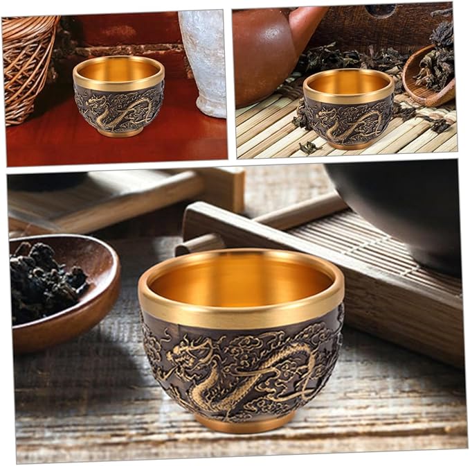 ABOOFAN 2 Pcs Chinese Style Retro Teacup Dragon Pattern Antique Tea Cup Solid - Image 8