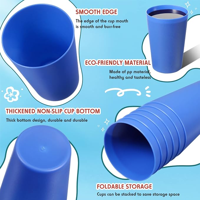 Potchen 150 Pieces Kids Plastic Cups 8.5 oz Reusable Drinking Cups Stackable - Image 2