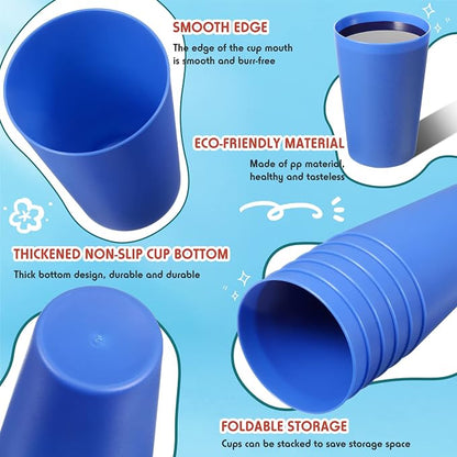 Potchen 150 Pieces Kids Plastic Cups 8.5 oz Reusable Drinking Cups Stackable - Image 2