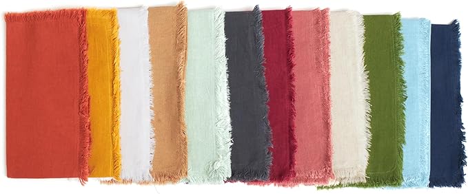ACCENTHOME Burgundy Cotton Linen Napkin Set of 12 18x18 inch Dinner Napkins - Washable Soft Premium Hotel Quality Reusable Hemmed Edges Napkins Perfect Table Linens for Family Dinners, Weddings