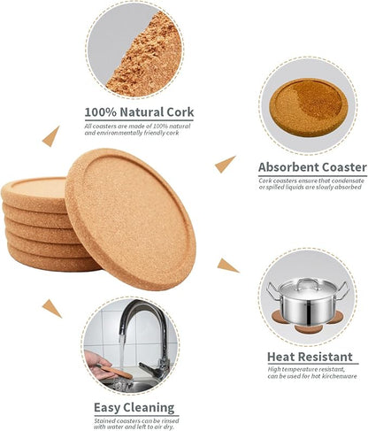 Cork Coasters for Drinks Absorbent - Image 4