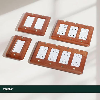 Double Toggle Light Switch Cover Plate Cherry Wood 2 Gang Switch Plate Covers Premium Wood Light Switch Cover Plate Durable and Elegant Design