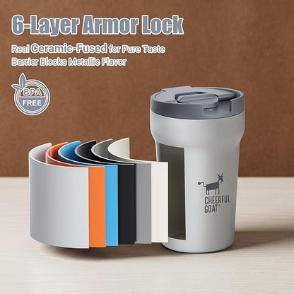 CHEERFUL GOAT Travel Coffee Mug – Stainless Steel Ceramic Lined Mug Insulated - Image 5