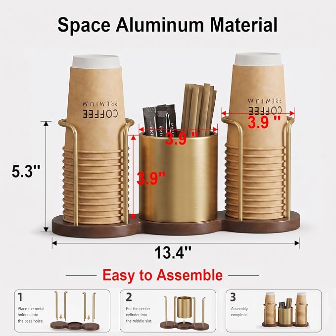 Coffee Station Organizer with Straw & Stirrer Storage Caddy - Image 4