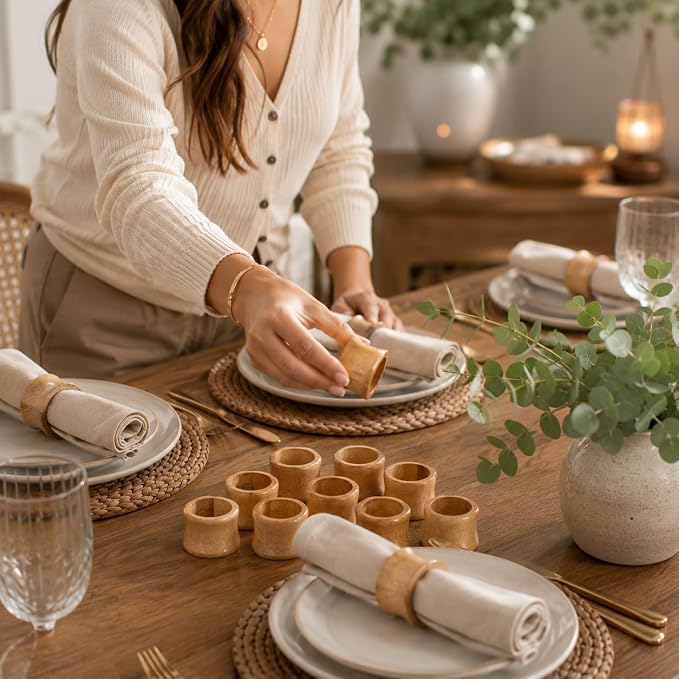 Mango Wood Napkin Rings Set of 12 - Image 7
