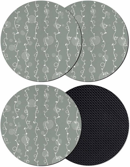 Sage Green Coasters Set of 4, Vintage Minimalist Lines Abstract Art Soft by PIEPLE