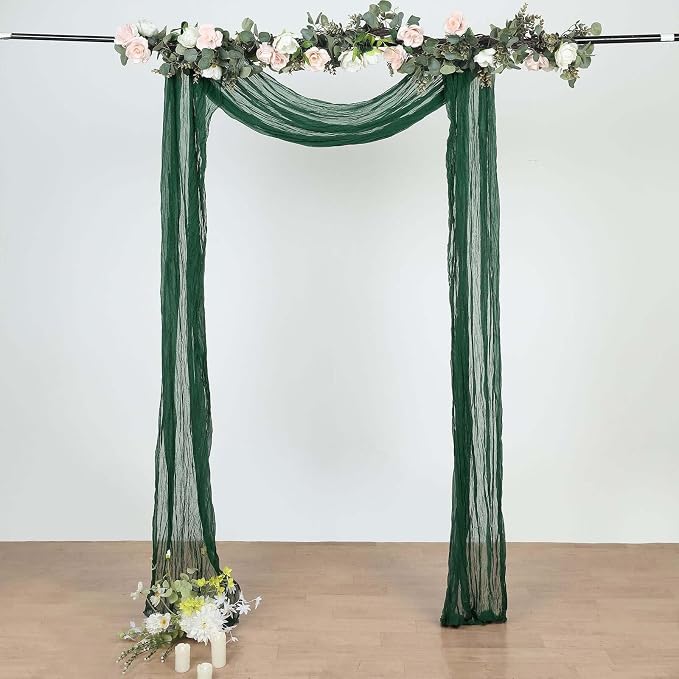 Efavormart 20ft Hunter Emerald Green Gauze Cheesecloth Wedding Arch Drapery - Image 8