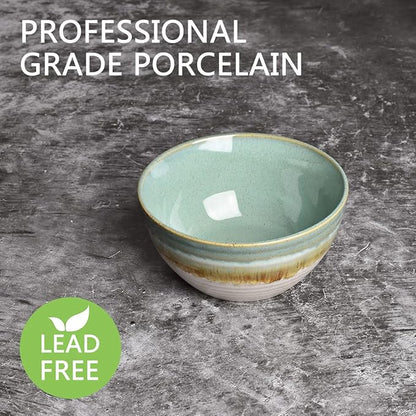 Bosmarlin Ceramic Cereal Bowl Set of 4, 26 Oz, Green Soup Bowl for Oatmeal, Salad, Dishwasher and Microwave Safe, Reactive Glaze (Green, 6 in)
