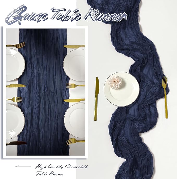 15 Pack Navy Blue Cheesecloth Table Runner 17 x 108 inch Cheese Cloth Table - Image 6