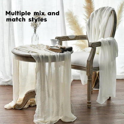 Artoid Mode Boho Beige Gauze 3 Pieces Wedding Table Runner, 120 Inch Birthday - Image 5