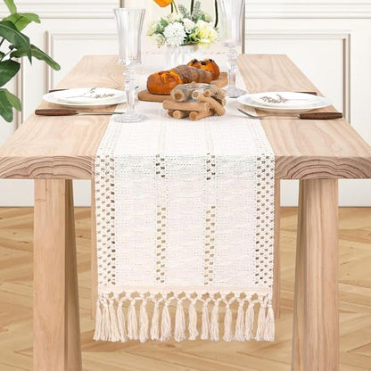 MLMW Ivory Table Runner 60 inches Boho Coffee Farmhouse Spring Easter Rustic - Image 6