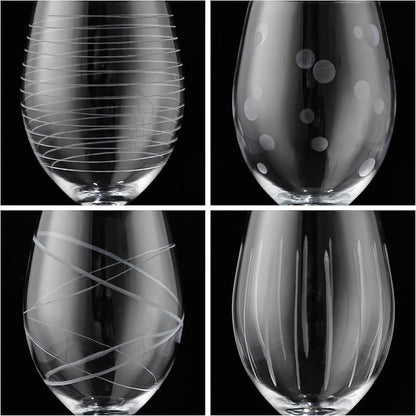 Joeyan Hand Blown Etched Red and White Wine Glasses, Stemmed Glasses - Image 4