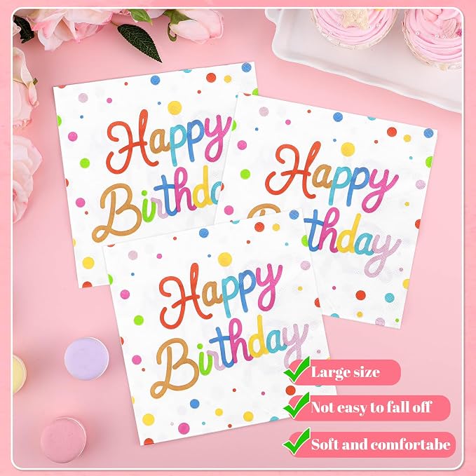 50 Pcs Happy Birthday Paper Plates and Napkins Disposable Party Decorations | 7 - Image 5