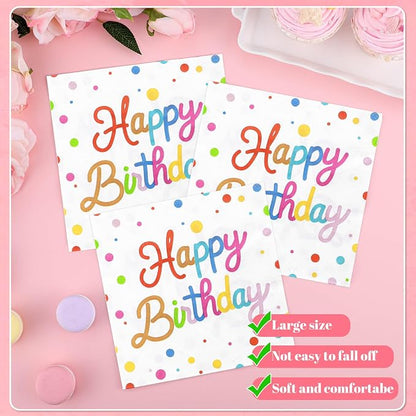 50 Pcs Happy Birthday Paper Plates and Napkins Disposable Party Decorations | 7 - Image 5
