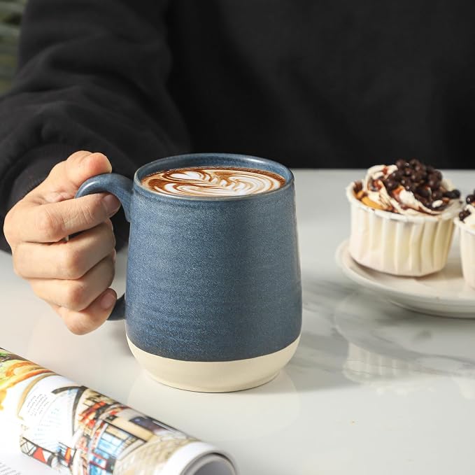 HASENSE Porcelain Coffee Mugs Set of 6, 15 Ounce Large Ceramic Coffee Cups Set - Image 4