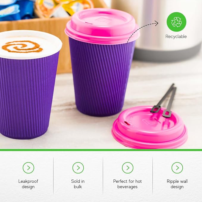 Restaurantware-12 Ounce Disposable Coffee Cups, 500 Ripple Wall Hot Cups - Image 6