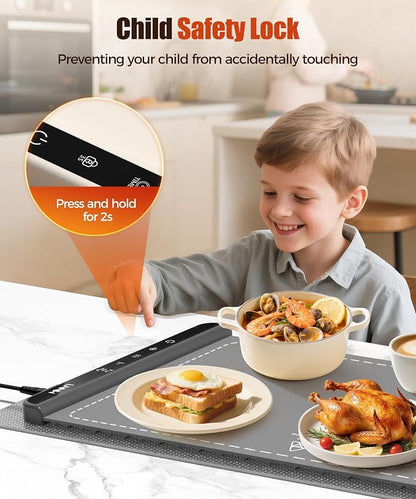 Warming Mat for Food, 36x15 Inch, Dark Grey, Fast Heat, Child Lock | Includes - Image 7