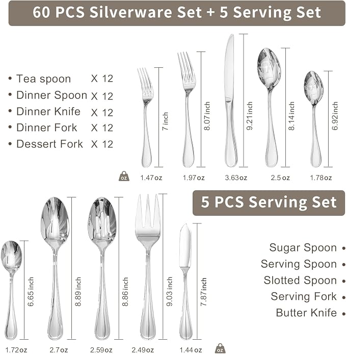 65 Piece Silverware Set for 12 - Image 3