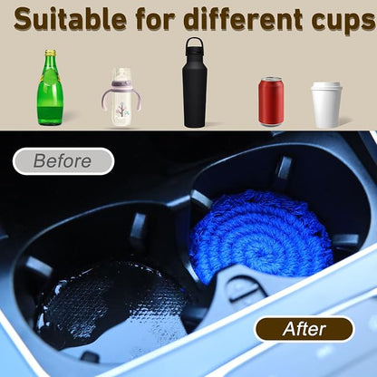 Coomin Car Coasters for Cup Holders, 3.8in 2p Light Blue | Absorbent Macrame - Image 5