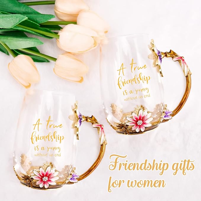 OEAGO Friendship Gifts for Women Best Tea Cup Friend Gifts for Women Flower - Image 5