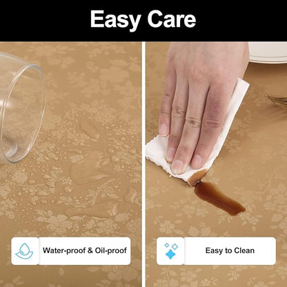 Smiry Square Table Cloth, Waterproof Heavy Duty Vinyl Tablecloths, Wipeable Washable Table Cover for Kitchen and Dining Room (Brown, 70" X 70")