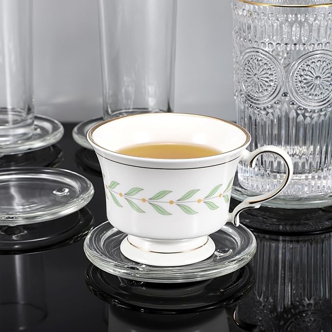 JUXYES Set of 5 Heat-Resistant Clear Glass Coaster - Image 4